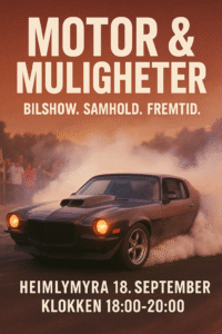 Plakat med informasjon om sted, tid og dato