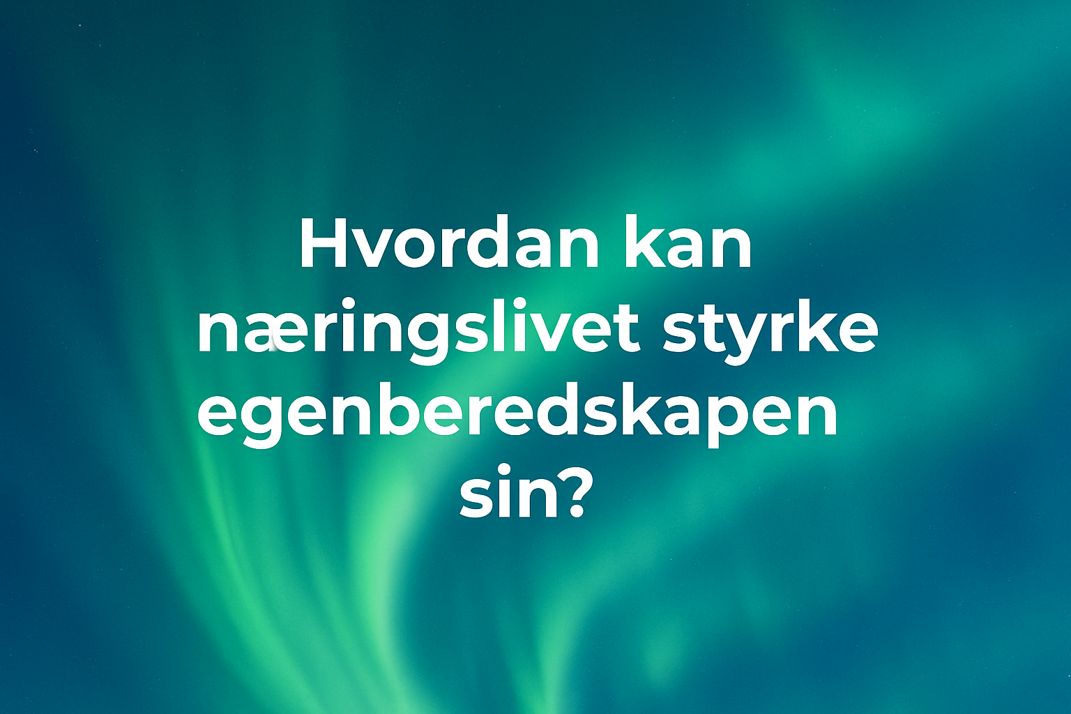 Bilde med teksten Hvordan kan næringslivet styrke egenberedskapen sin. Bakgrunnen er nordlyset.
